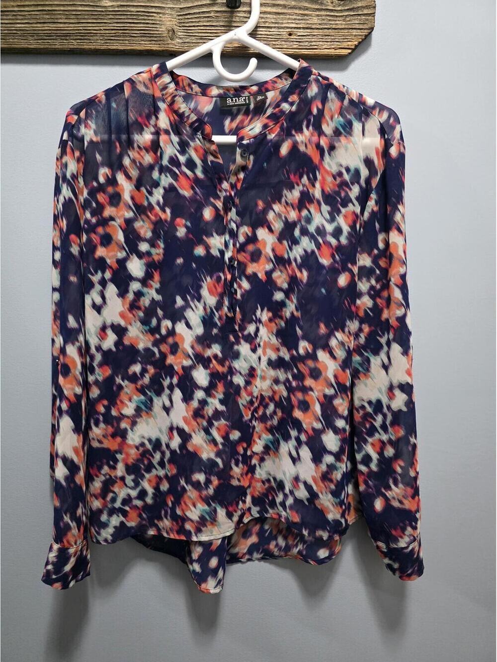 A.N.A Petite Large Womens Floral Blouse, Petite Large